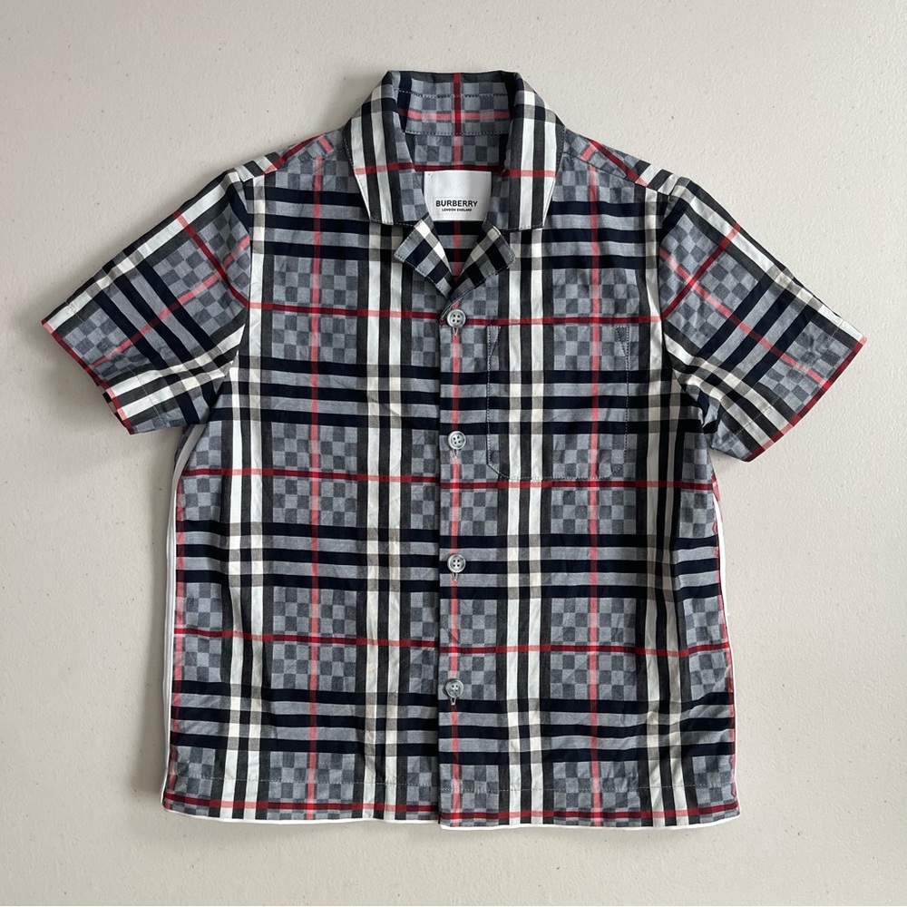 Burberry Toddler Boy Button-Up Shirt Plaid Check Collared 3T - Like New